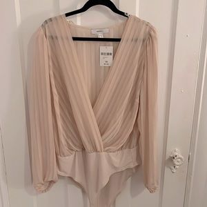 Blush striped see-through bodysuit new with tags. 1X for Forever21